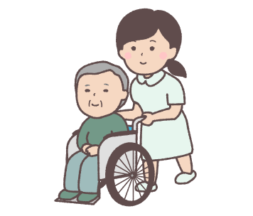車椅子を押す看護師